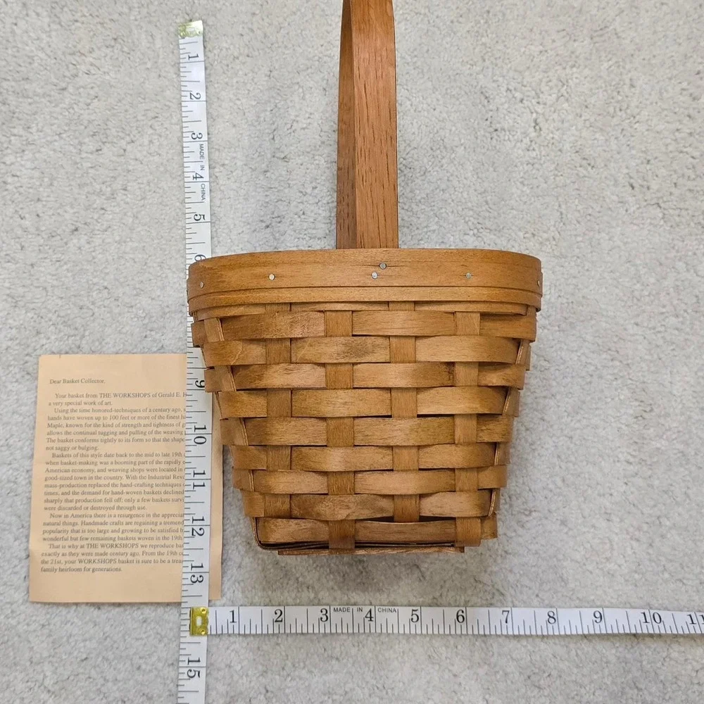 Workshops of Gerald E Henn Handwoven‎ Wood Basket with Handle 1997 Small Vintage